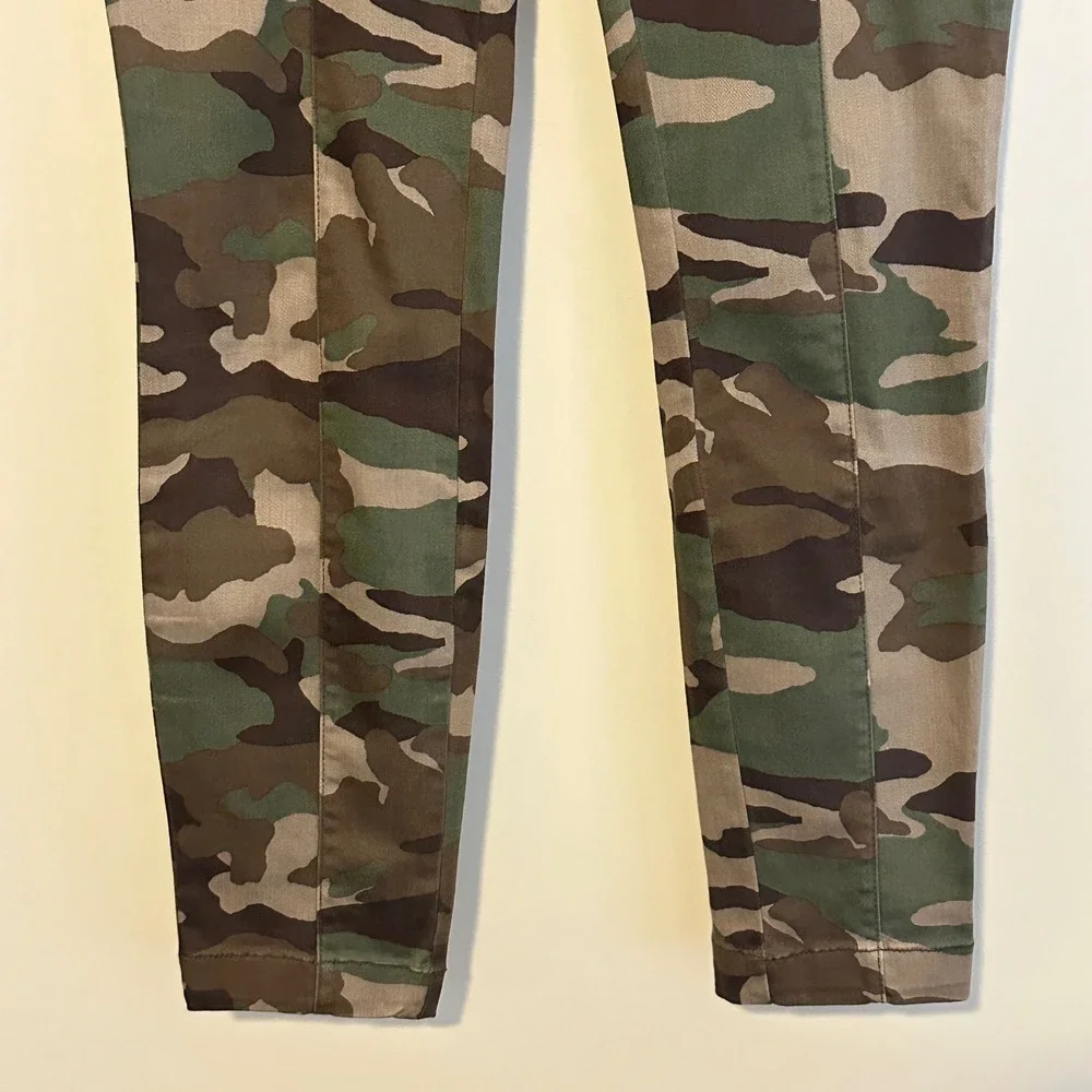 J Crew Camouflage Cargo Pants Womens Size 27 Green Brown Utility Pocket Slim Fit